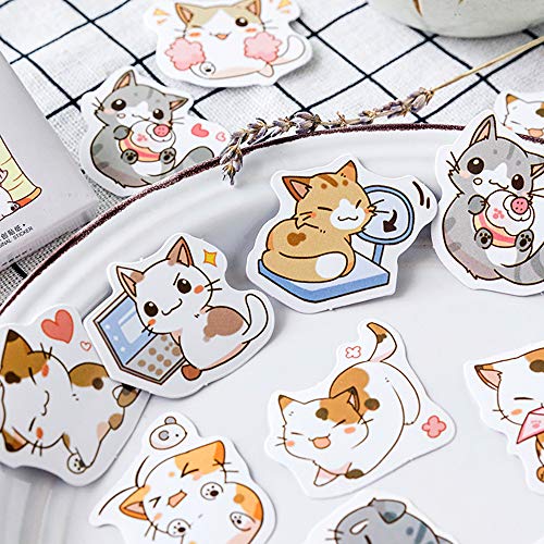 Doraking Small Size Scrapbook Stickers, 45pcs Doraking Boxed DIY Decoration Super Cute Cats Stickers for Laptop Planners Scrapbook Suitcase Diary Notebooks Album(Sweet Cats, 45pcs/ Box) - Image 4