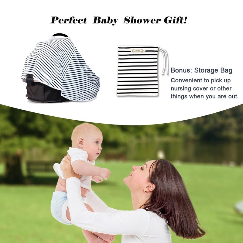 لوسين Baby Nursing Cover  Nursing Poncho - Multi Use Cover for Baby Car Seat Canopy, Shopping Cart Cover, Stroller Cover, 360° Full Privacy Breastfeeding Coverage, Baby Shower Gifts for BoyGirl - Image 5
