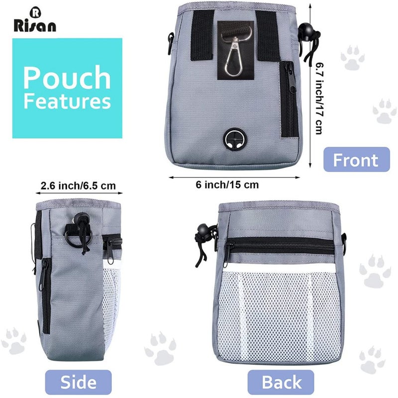 Risan Pet Cat Dog Training Snack Treat Bag Portable Easily Carries Waist Pouch with Buckle Belt Lifestyles Toys Kibble Built-in Poop Bag Dispenser Grey - Image 2