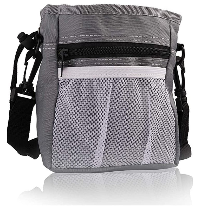 Risan Pet Cat Dog Training Snack Treat Bag Portable Easily Carries Waist Pouch with Buckle Belt Lifestyles Toys Kibble Built-in Poop Bag Dispenser Grey - Image 1