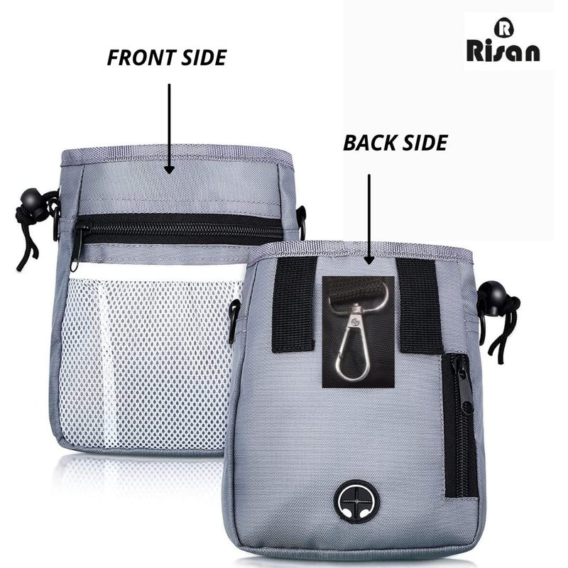 Risan Pet Cat Dog Training Snack Treat Bag Portable Easily Carries Waist Pouch with Buckle Belt Lifestyles Toys Kibble Built-in Poop Bag Dispenser Grey - Image 4