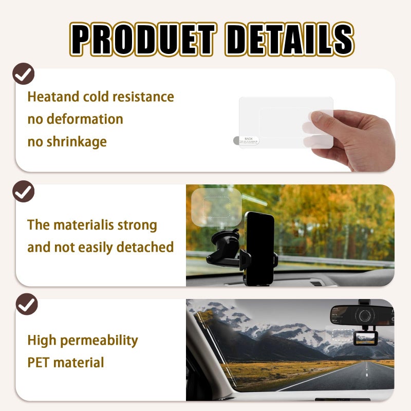 Tucnoeu 8Pcs Dashcam Windshield Sticke Clear Electrostatic Stickers Sticker Shield for Windshields,Prevent Scratching & Falling,Windshield Sticker for Mounting Dash cam Phone Projection Screen - Image 3