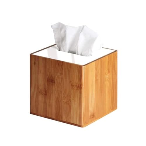 J JACKCUBE DESIGN JackCubeDesign Bamboo Square Tissue Box White Acrylic Cover Holder Case Storage Case Stand Box Napkin Holder Organizer583 x 583 x 567 inchesMK340A - Image 1