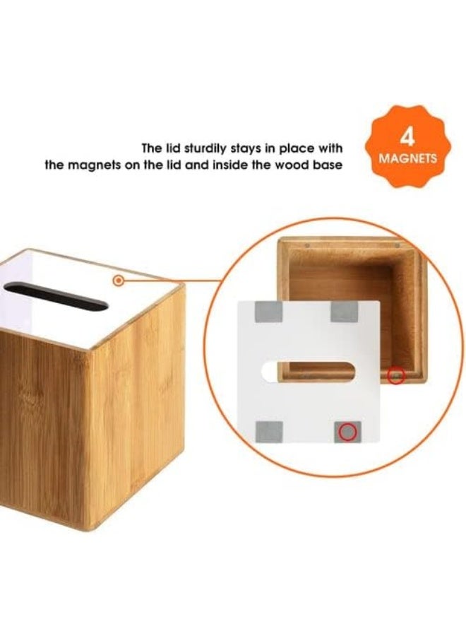 J JACKCUBE DESIGN JackCubeDesign Bamboo Square Tissue Box White Acrylic Cover Holder Case Storage Case Stand Box Napkin Holder Organizer583 x 583 x 567 inchesMK340A - Image 5