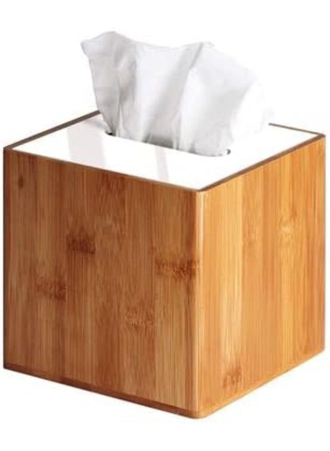 J JACKCUBE DESIGN JackCubeDesign Bamboo Square Tissue Box White Acrylic Cover Holder Case Storage Case Stand Box Napkin Holder Organizer583 x 583 x 567 inchesMK340A - Image 2