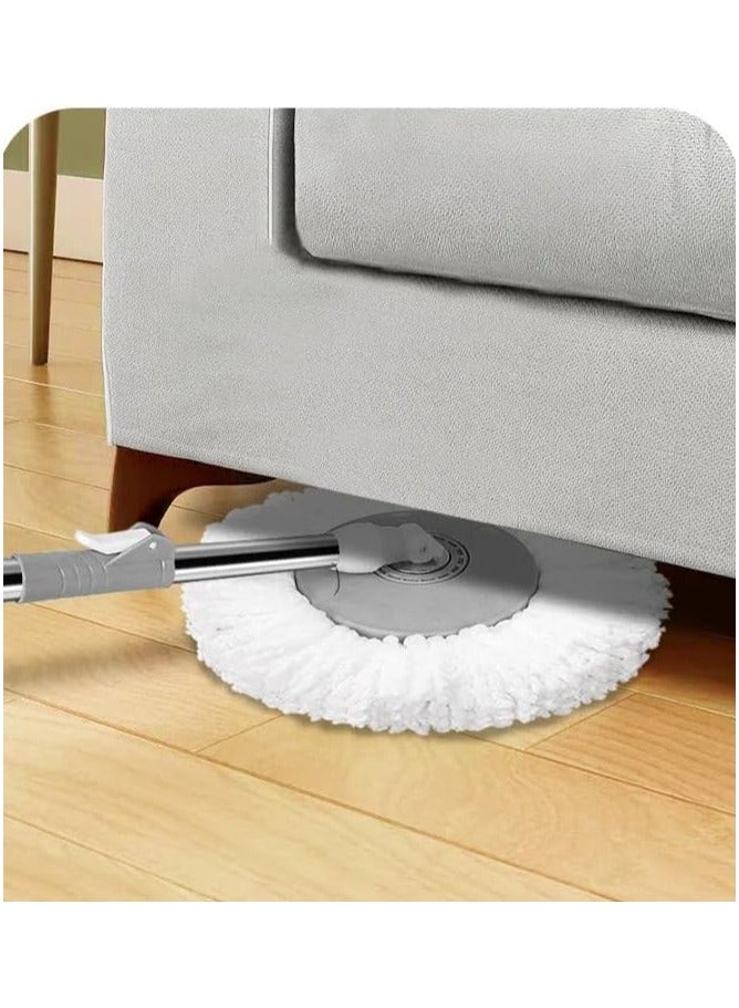 ON MART On Mart Stainless Steel Mop Bucket Set, Separate Dirty Water, Spin Mop Bucket System Wringer Set for Home, 360 Spinning Mopping Floor Cleaning Tool with Microfiber Replacement Head Refills, 51" Household Cleaning Extended Handle  - Image 5