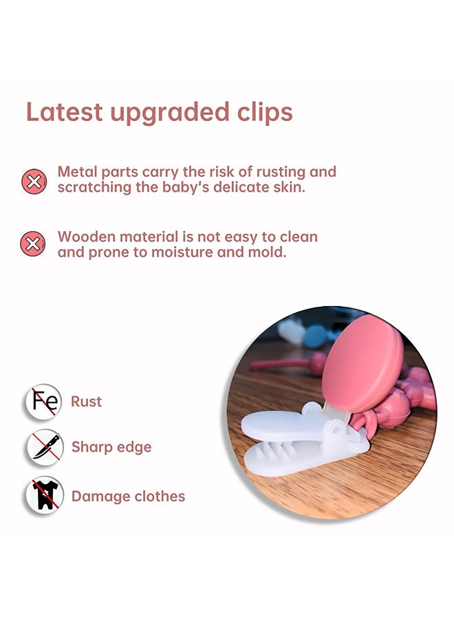MXN 2 Pcs Pacifier Clips for Baby, Silicone Baby Pacifier Clips, Flexible Rust Free Pacifier Holder Clip with One Piece Design - Image 4