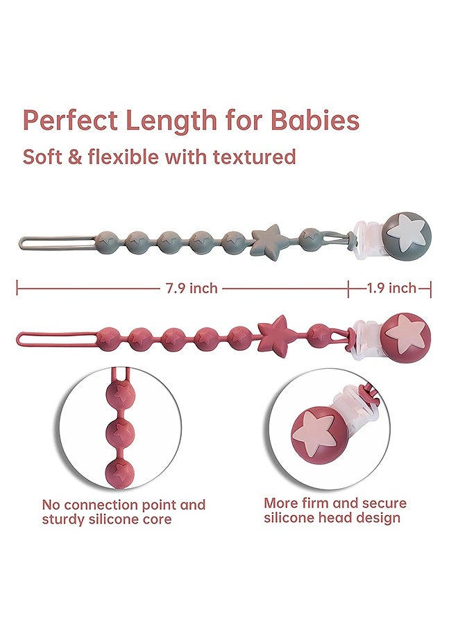MXN 2 Pcs Pacifier Clips for Baby, Silicone Baby Pacifier Clips, Flexible Rust Free Pacifier Holder Clip with One Piece Design - Image 2