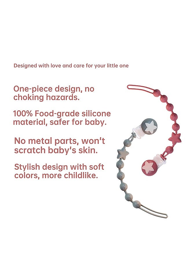 MXN 2 Pcs Pacifier Clips for Baby, Silicone Baby Pacifier Clips, Flexible Rust Free Pacifier Holder Clip with One Piece Design - Image 3