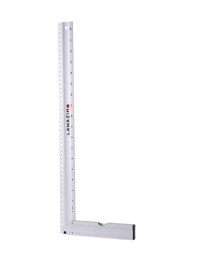 LAWAZIM Aluminium L Shape Angle Ruler  | Spirit Level Straight Metal Measuring Ruler, for Leveling, Architect, Engineer, School, Office, Woodworking, Hanging, Right Angle Carpenter's Ruler.  - Image 1