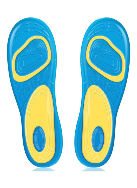 Flexible silicone insole with Active Gel technology for daily and sports use. Designed with double gel to absorb shock and reduce excess pressure during walking and daily activities, providing all-day comfort and support