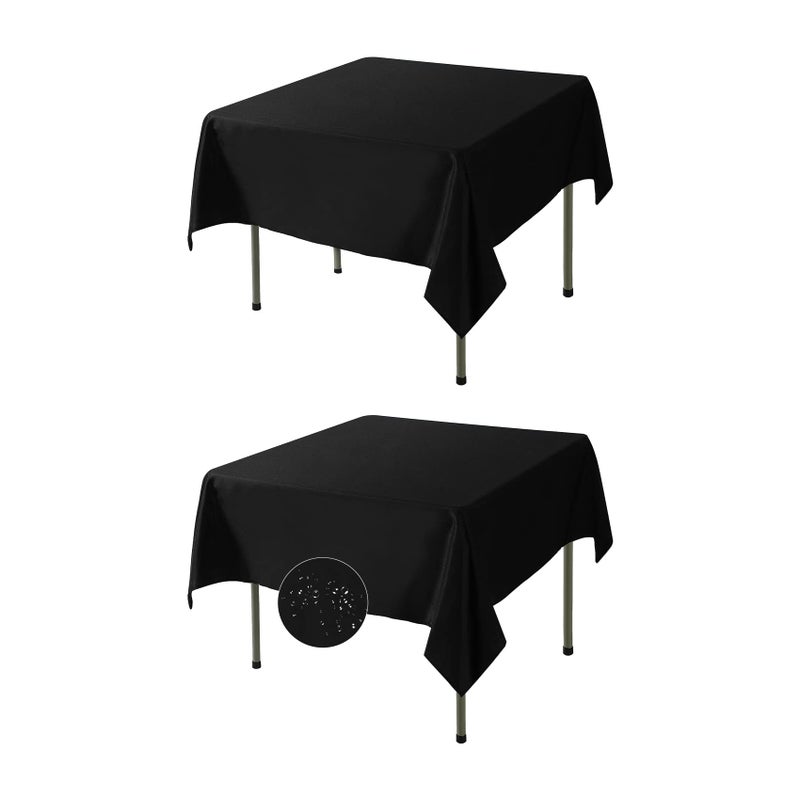 Fokitut 2 Pack Waterproof Square Tablecloth 70x70 Inch Stain Resistant and Wrinkle Polyester Table Cloth Fabric Table Cover for Kitchen Dining Wedding Party Holiday DinnerBlack