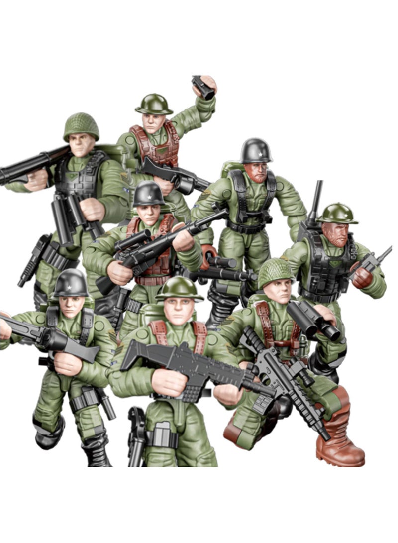 Excefore Soldier Model Equipment Assembly Building Block Toys,8 PCS Soldier Action Mini-Figures with Multiple Military Accessories,Party Favors Set for Boys - Image 1