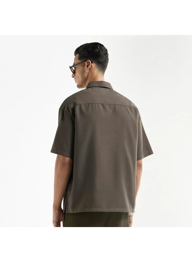 Splash FAV Regular Fit Solid Shirt with Collar and Short Sleeves