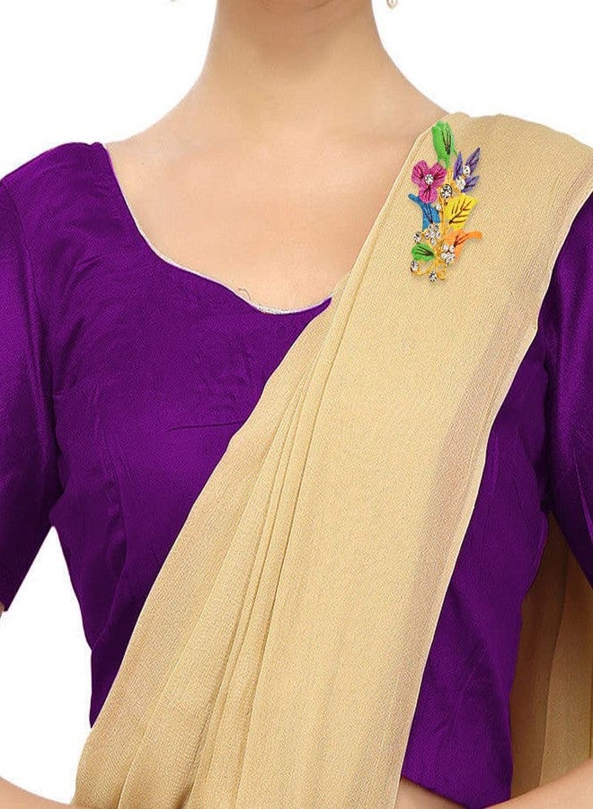 Memoir Brass Goldplated Blooming Flowers design Zari Finish Sareepin Dupatta pin Brooch Men Women (SPDM3625) - Image 5