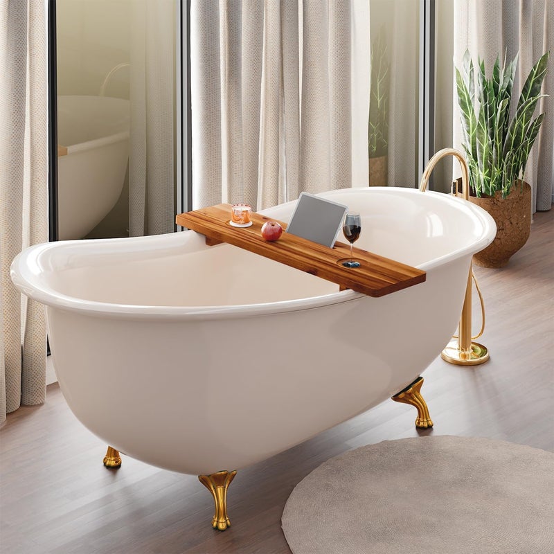 Streema Art Streema art Acacia Bathtub Caddy Tray Table 35x9 Inch Large Bath Tub Tray Wooden AntiTipping Sustainable Tub Tray for Bathtub Bathtub Accessories Holders for Bathtub Acacia 35x9  - Image 3