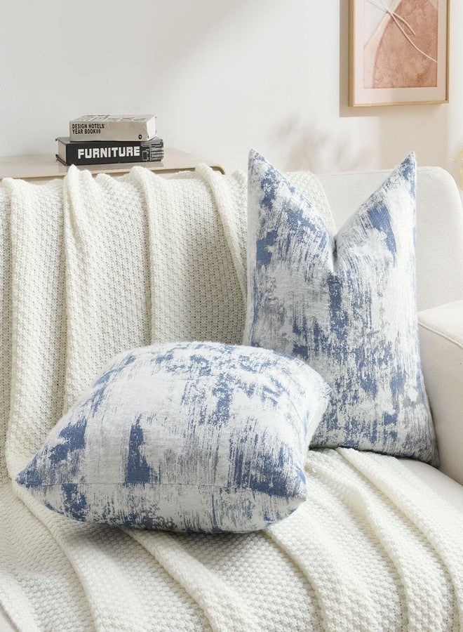 FUTEI Blue White Decorative Throw Pillow Covers 18x18 Inch Set of 2,Soft Faux Cashmere Jacquard - Textured & Cozy Cushion Case,Modern Home Decor for Couch Bed Living Room - Image 5