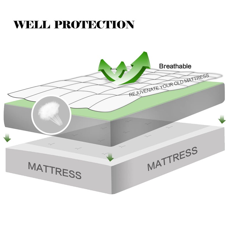 EASELAND Twin XL Mattress Pad Pillow Top Mattress Cover Quilted Fitted Mattress Protector Extra Long 8-21" Deep Pocket Cooling Mattress Topper (39x80 Inches, Light Grey) - Image 3