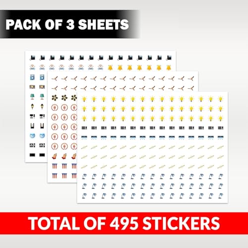 Fliptic Switch Board Stickers Multicolor | Switch Id Sticker Vinyl for Electric Board Appliances Including 27 Designs in Total 495 Stickers for Switches, Self Adhesive (Design 3) - Image 3
