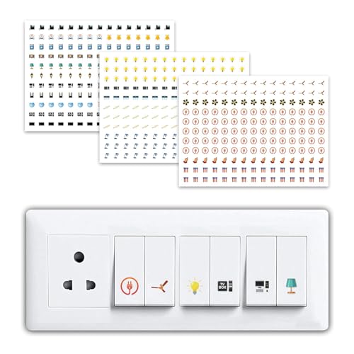 Fliptic Switch Board Stickers Multicolor | Switch Id Sticker Vinyl for Electric Board Appliances Including 27 Designs in Total 495 Stickers for Switches, Self Adhesive (Design 3) - Image 1