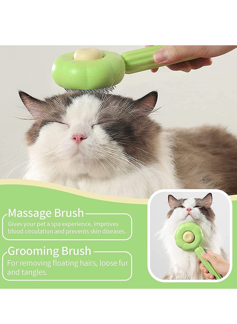 Pet Grooming Brush, Sunflower Cat Brush for Long Haired  Short Hair, Cat Grooming Brush One Click Cleaning Cat Shedding, Quick Cleaning of the Brush to Remove Tangles Dead Undercoat and Dirt - Image 4