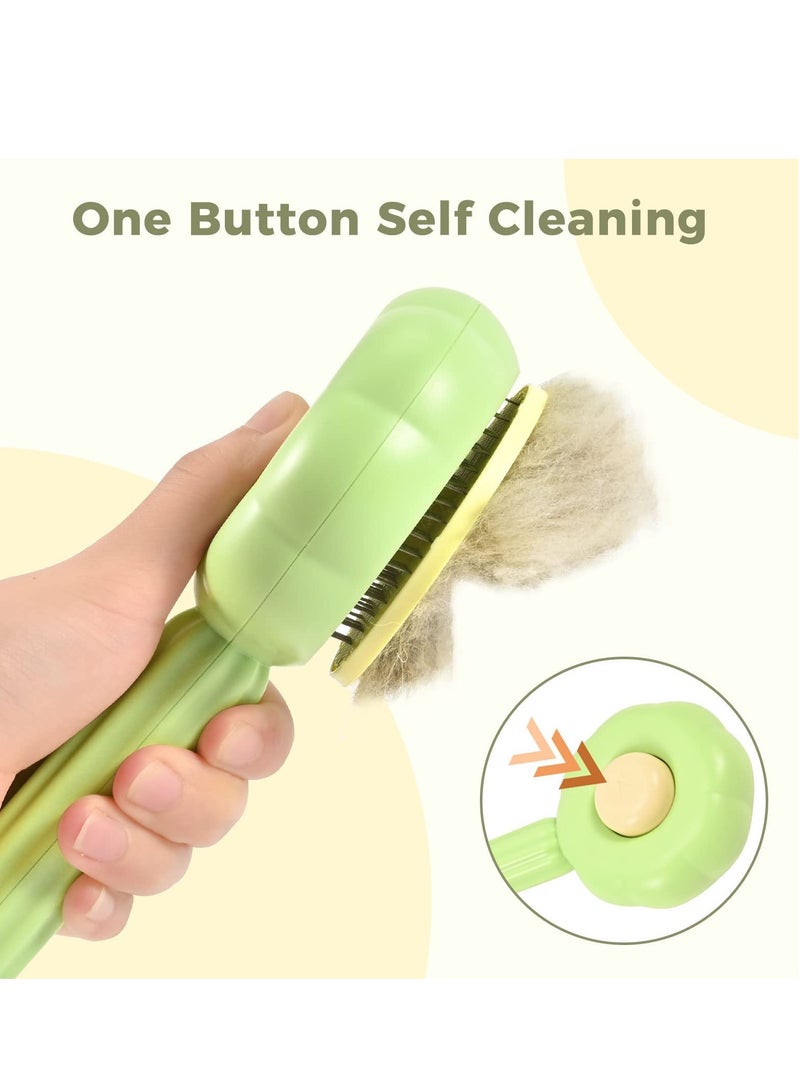Pet Grooming Brush, Sunflower Cat Brush for Long Haired  Short Hair, Cat Grooming Brush One Click Cleaning Cat Shedding, Quick Cleaning of the Brush to Remove Tangles Dead Undercoat and Dirt - Image 2