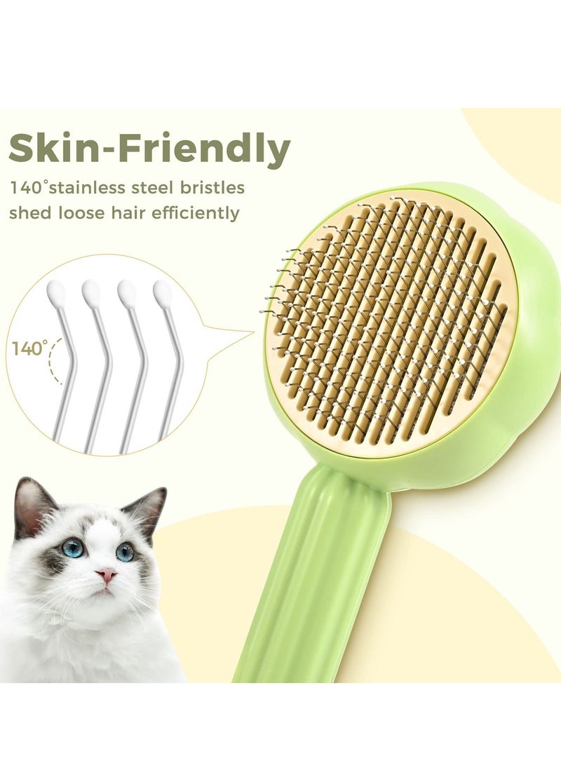 Pet Grooming Brush, Sunflower Cat Brush for Long Haired  Short Hair, Cat Grooming Brush One Click Cleaning Cat Shedding, Quick Cleaning of the Brush to Remove Tangles Dead Undercoat and Dirt - Image 5