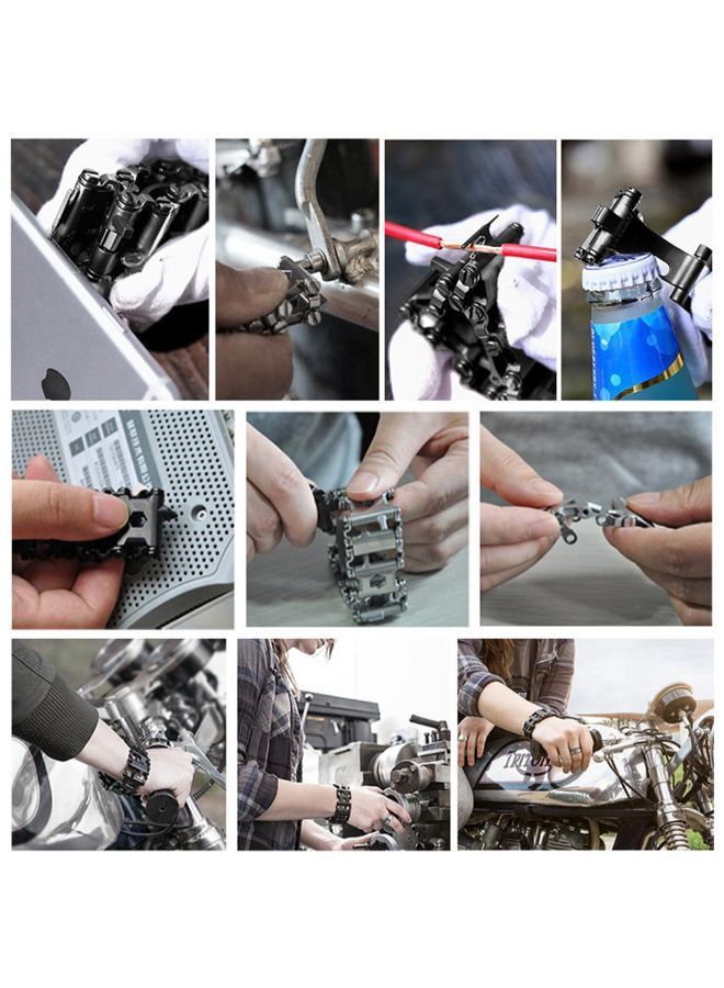 NIBEMINENT 29 In 1 Multi functional Spliced Bracelet Wristband Screwdriver Emergency Tool Silver  - Image 2