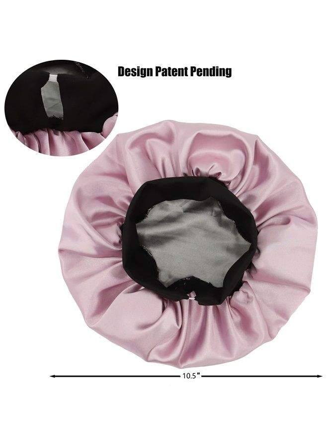 SENGTERM Kids Satin Bonnet Double Layer Wide Elastic Band Sleep Cap Hair Bonnet Silky Night Cap for Girls Toddler Child - Image 2