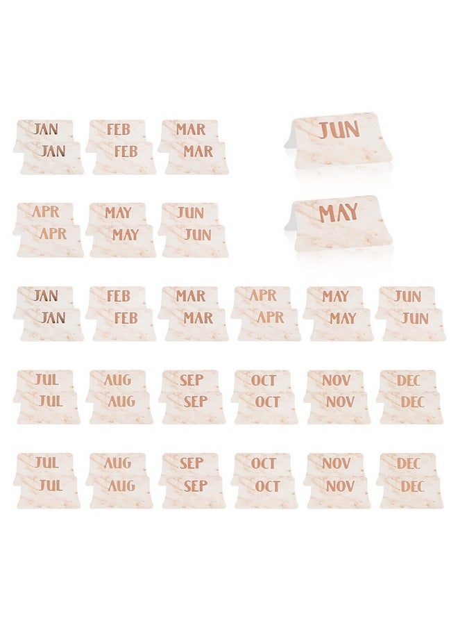 NEWEST 48 Pieces Monthly Tabs, Adhesive Month Tabs For Planner Pink Monthly Calendar Stickers Monthly Tabs For Planners Journal Notebook Office School Supplies  - Image 1