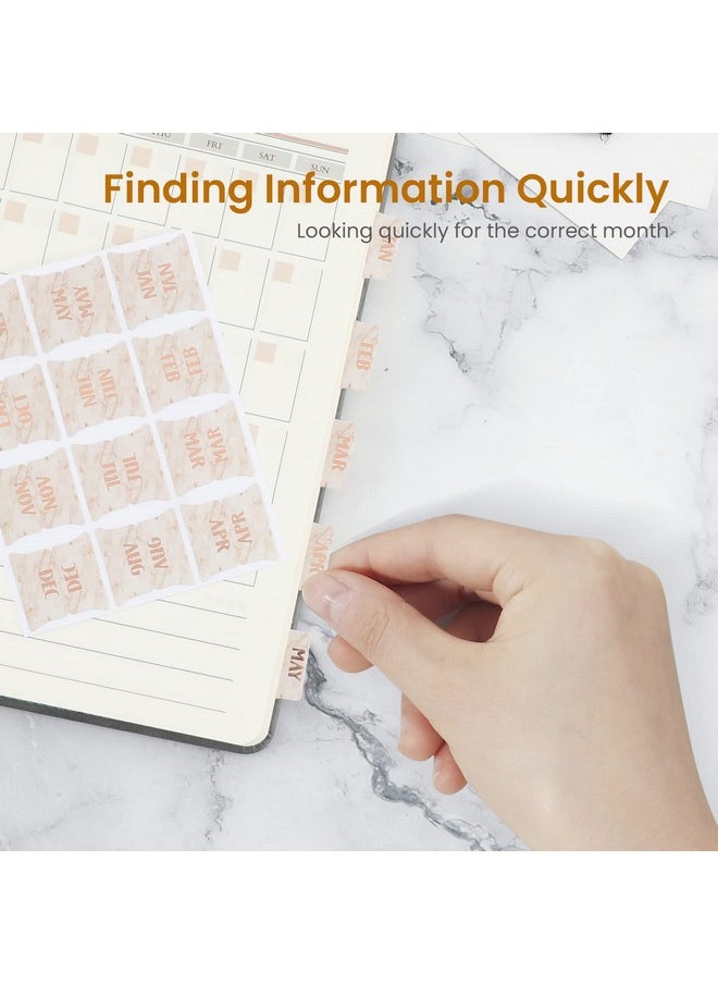 NEWEST 48 Pieces Monthly Tabs, Adhesive Month Tabs For Planner Pink Monthly Calendar Stickers Monthly Tabs For Planners Journal Notebook Office School Supplies  - Image 5