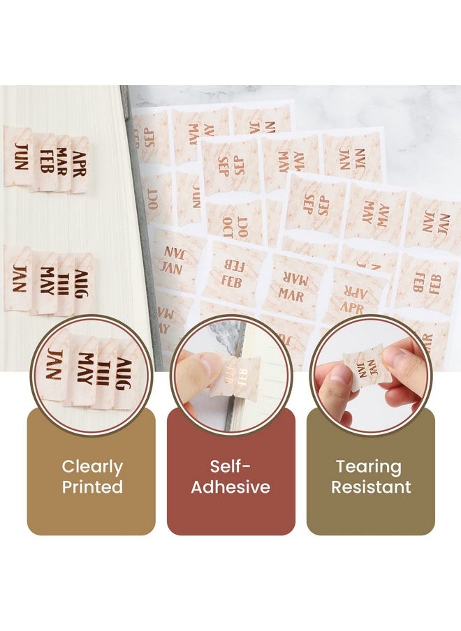 NEWEST 48 Pieces Monthly Tabs, Adhesive Month Tabs For Planner Pink Monthly Calendar Stickers Monthly Tabs For Planners Journal Notebook Office School Supplies  - Image 4