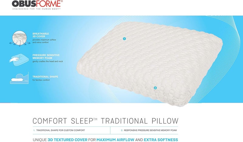 ObusForme Neck Pillow  Memory Foam Pillow  Comforms to Head and Neck Curvature for Optimal Support and Sleep  Breathable Cover for Maximum Airflow  Comfort Sleep - Image 5