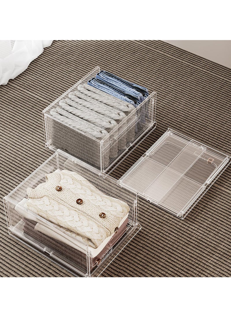 Generic Drawer Organizer Transparent,Stackable Plastic Storage Basket,Foldable Closet Organizer Storage Bins,Drawer Shelf Storage Container For Wardrobe Cupboard Office Kitchen Bathroom (Middle, 1pcs)  - Image 4