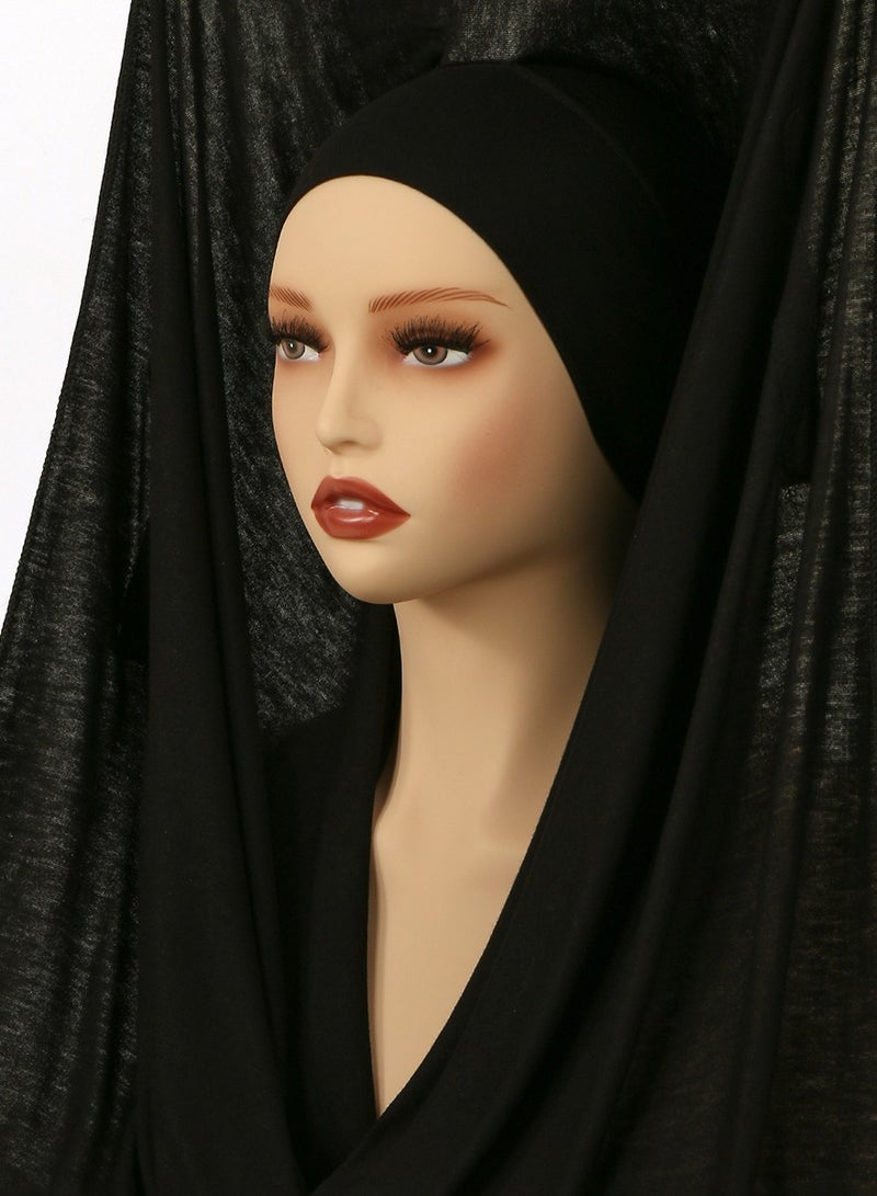 Jersey Hijab for Women Set 3-in-1 Hijabs Scarf with Built-in Magnets and Undercap Head Wraps with Model Cap  - Image 2