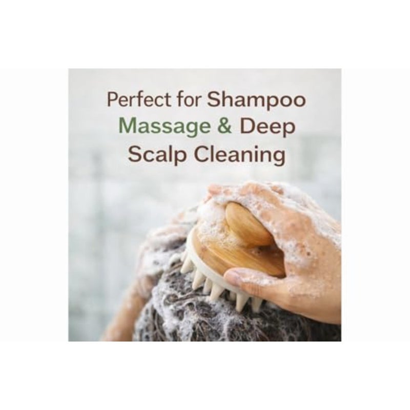 Scalp Massager Shampoo Brush - Soft Silicone Scalp Scrubber for Hair Growth and Dandruff Removal - Natural Bamboo Handle Deep Scalp Cleansing Brush for Men and Women - Image 4