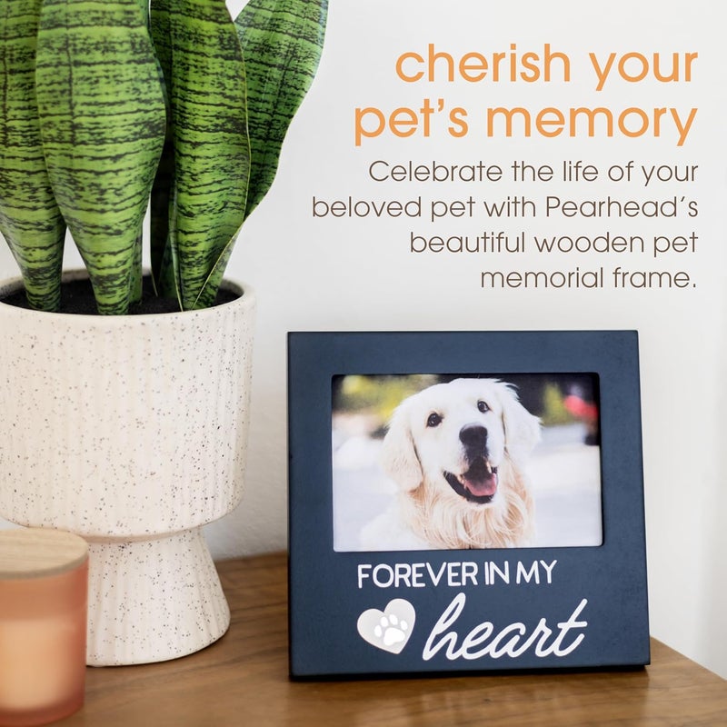 pearhead Forever In My Heart Pet Memorial Keepsake Picture Frame, Dog or Cat Sympathy Gift, Pet Loss Keepsake Photo Frame, Black - Image 2
