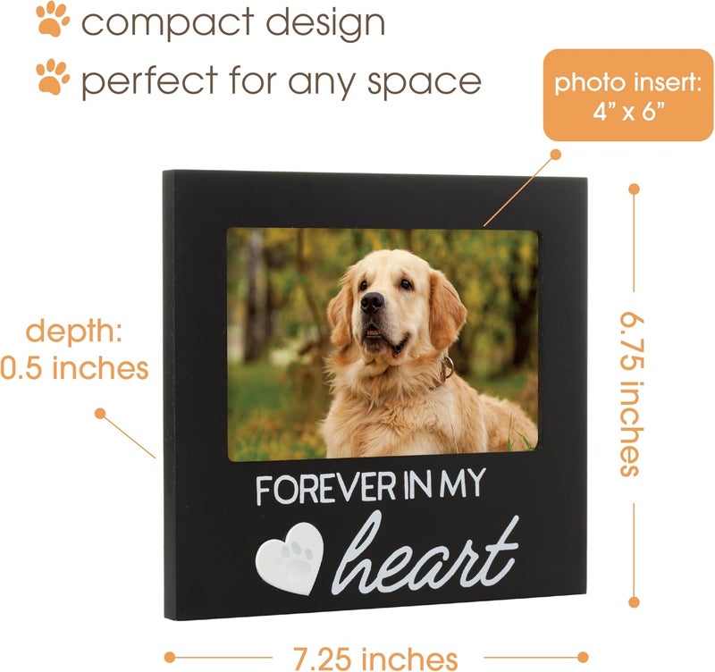 pearhead Forever In My Heart Pet Memorial Keepsake Picture Frame, Dog or Cat Sympathy Gift, Pet Loss Keepsake Photo Frame, Black - Image 3