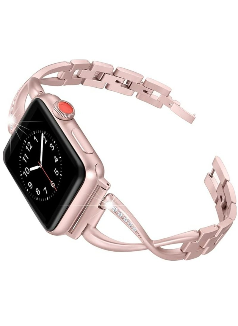 Generic - Apple Watch Band 38mm 40mm Compatible with Iwatch SE Series 9/8/7/6/5/4/3/2/1 Women Dressy Jewelry Stainless Steel Accessories Wristband Strap - Image 1
