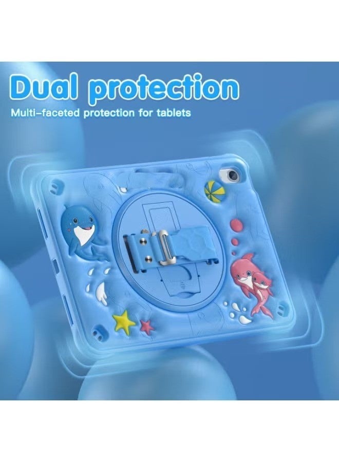 for iPad (A16) 11th/10th Generation Dinosaur Case for Kids Boys with Built in Screen Protector & Stand, Rugged Shockproof 3D Cute Cartoon Design, Strap Hangs in Car, Blue - Image 2