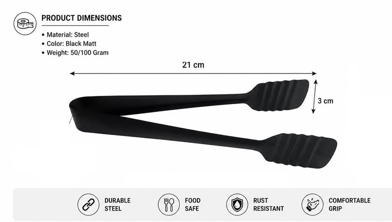Dynore Stainless Steel Black Matt Cake Tong - Image 2