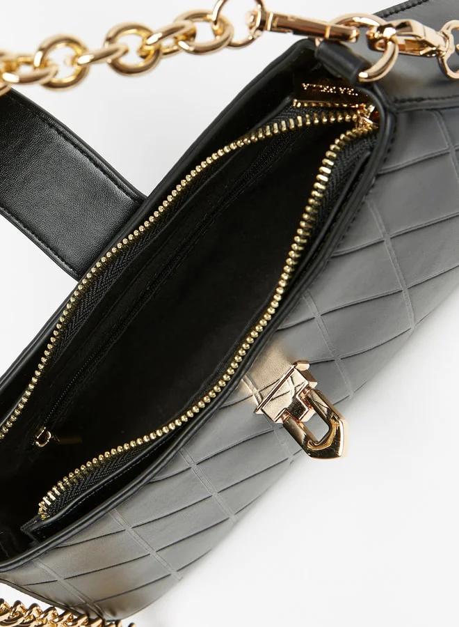 Flora Bella By Shoexpress Women's Quilted Shoulder Bag With Chain Strap And Zip Closure