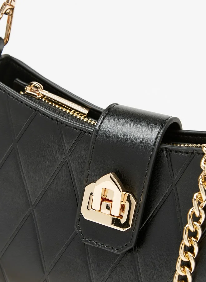 Flora Bella By Shoexpress Women's Quilted Shoulder Bag With Chain Strap And Zip Closure