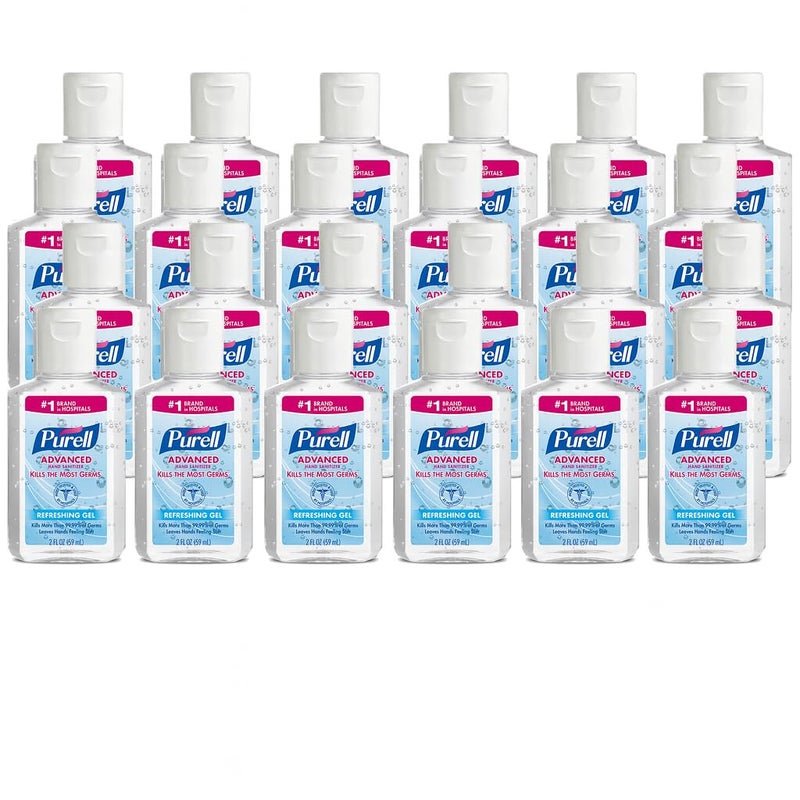 Purell جل مطهر يدين متقدم منعش، رائحة نظيفة، 2 أونصة سائلة حجم سفر زجاجة بغطاء قابل للطي (عبوة من 24) - 9605-24 - Image 1