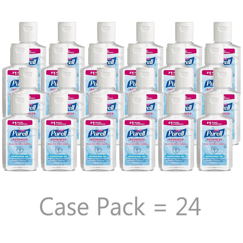 Purell جل مطهر يدين متقدم منعش، رائحة نظيفة، 2 أونصة سائلة حجم سفر زجاجة بغطاء قابل للطي (عبوة من 24) - 9605-24 - Image 3