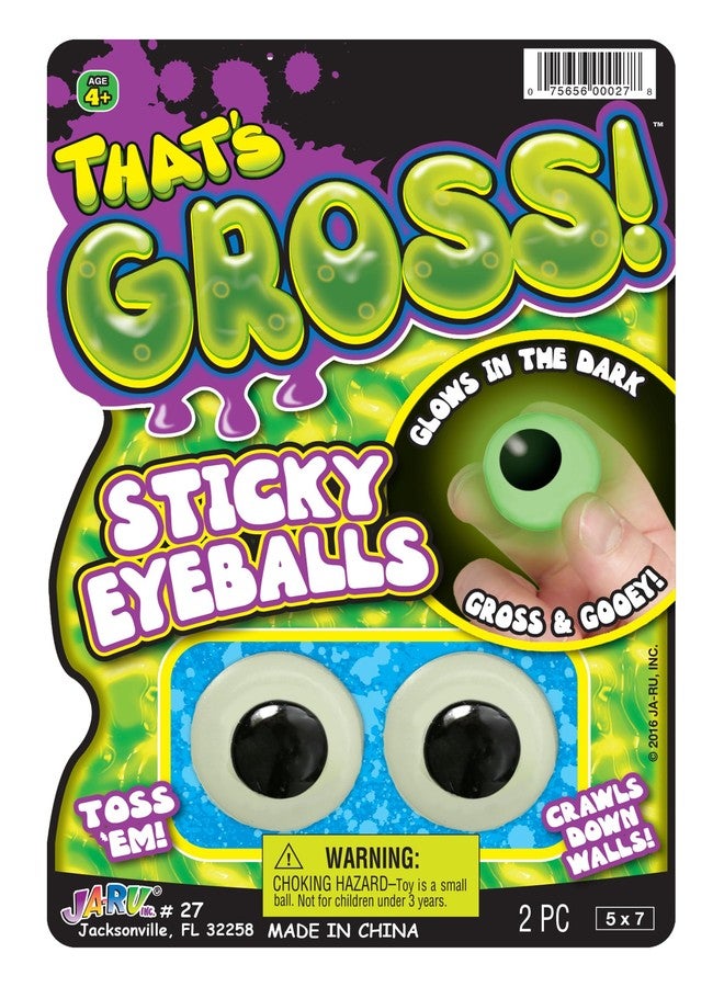 جا-رو عيون لاصقة مضيئة في الظلام من JA-RU (عبوة من قطعتين) - لعبة زاحفة نافذة مضيئة إسفنجية لتزيين الهالوين وهدايا الحفلات 27-1 - Image 1