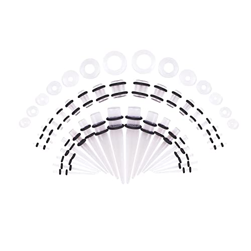 Memsion Ear Stretching Kit 50 Pieces Earrings 14Gauges-00Gauges Earrings Acrylic Tapers Plugs Silicone Tunnels Ear Gauges Expander Set Body Piercing kit Glow In the Dark Color - Image 1