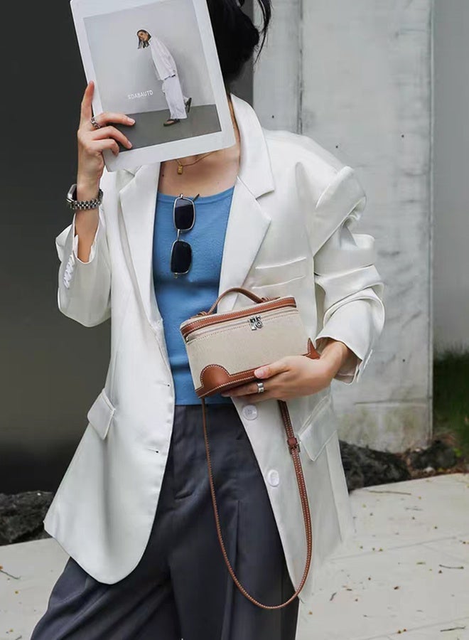 بليه روان حقيبة يد نسائية خفيفة الوزن مع حزام قابل للتعديل، حقيبة كتف جلدية بلون متباين للسيدات - Image 4