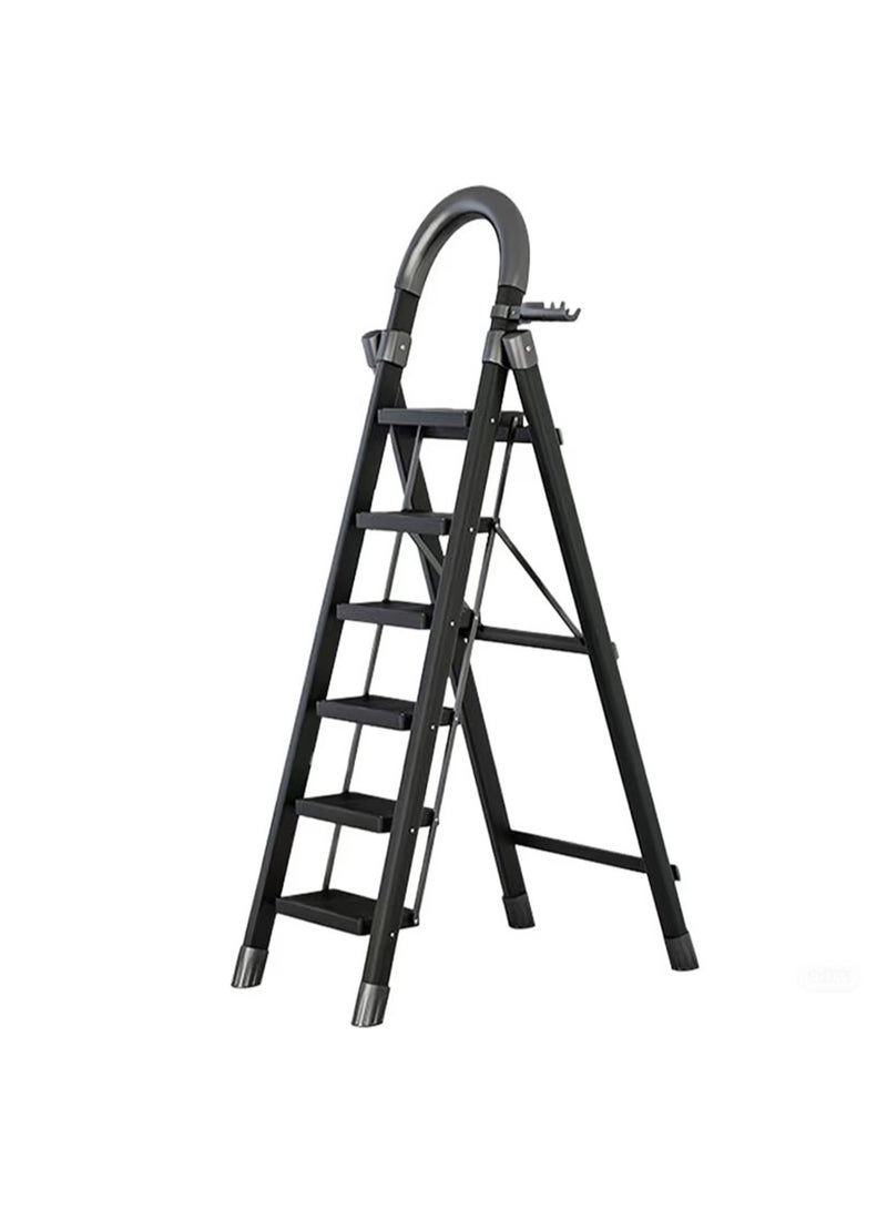 Acotsun Upgrade 6 Step Aluminum Folding Ladder for Home Use,Black Household Ladder Multi Purpose,300kg Load,1.93m Tall,Heavy Duty,Iron & Plastic,Anti Slip Widened,No Assembly Needed,for Kitchen,Library,Warehouse - Image 5
