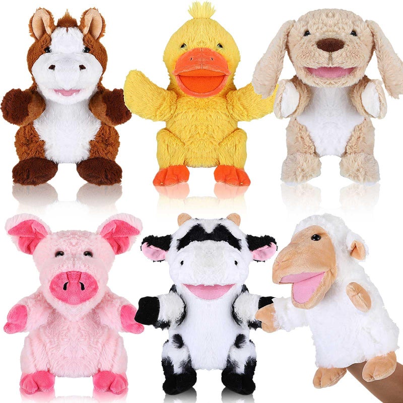 Liliful 6 Pieces Animal Hand Puppets Kids Hand Puppets with Working Mouth Animal Toddler Plush Toy for Show Theater Birthday Easter Basket Stuffers Farm984 inches 25 cm - Image 3